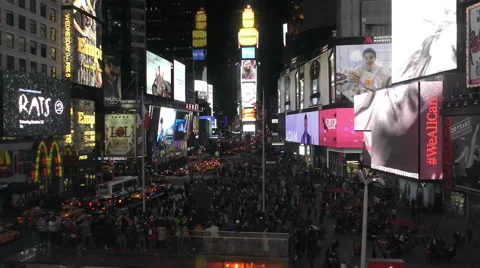 Times Square at night Stock Footage 68574225