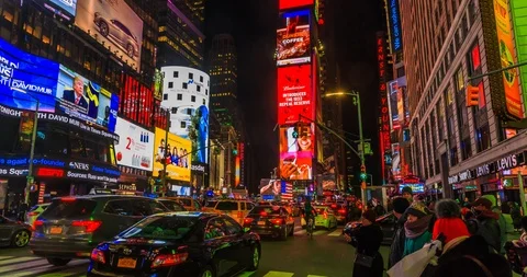 Times Square at night Stock Footage 85524481