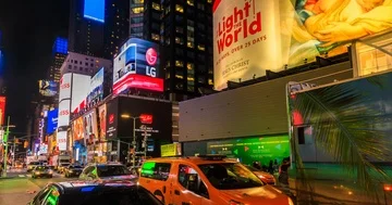 Times Square at night Stock Footage 85575366