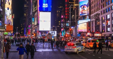 Times Square at night Stock Footage 85575383