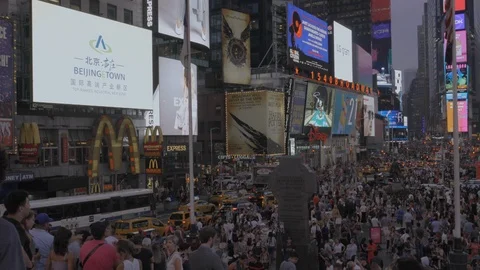 Times Square at night Stock Footage 97995709