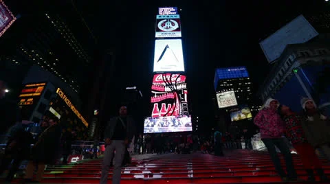 Times Square at Night Manhattan, New York Stock Footage 24178927