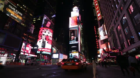 Times Square at Night Manhattan, New York Stock Footage 24191602