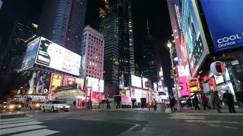 Times Square at Night Manhattan, New York Stock Footage 24196787