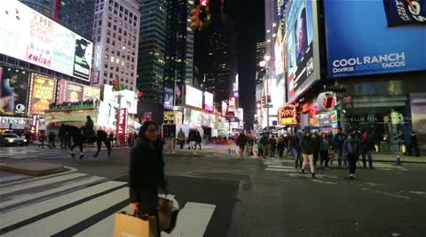 Times Square at Night Manhattan, New York Stock Footage 24197077
