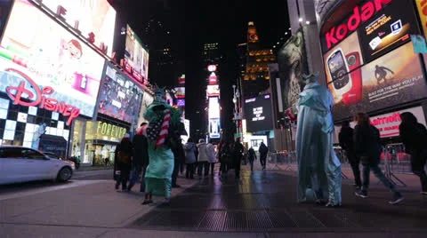 Times Square at Night Manhattan, New York Stock Footage 24201356