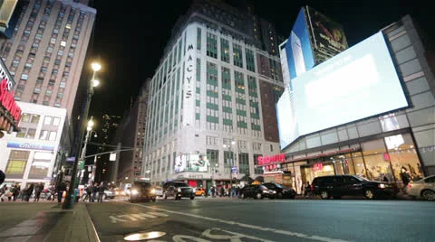 Times Square at Night Manhattan, New York Stock Footage 24201470