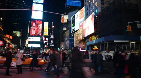 Times Square Night Time Lapse Stock Footage 22754556