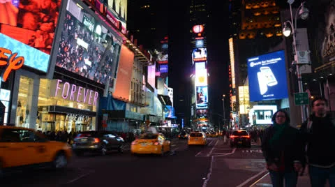 Times Square Night Time Lapse Video stock 22754677