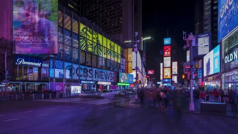 Times Square night time-lapse Stock Footage 235876080
