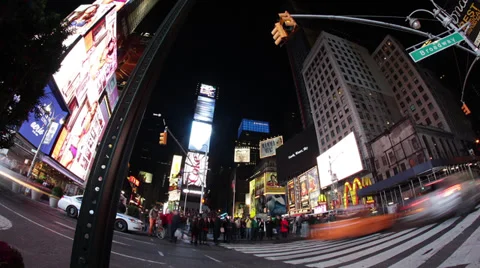 Times Square at Night Timelapse 2 Stockbeeldmateriaal 29655201