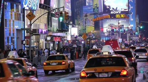 Times Square night traffic cars new york ny 1080i #3 Stock Footage
