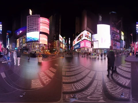 Times Square in NYC at night 8K Stock Footage