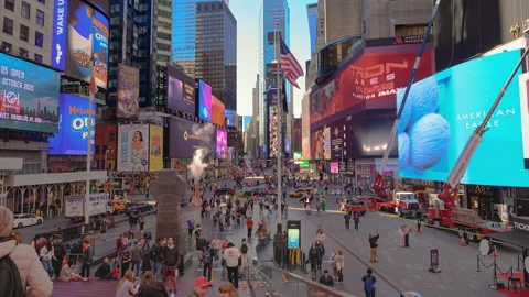 Times Square The Red Steps Stock Footage 321072086