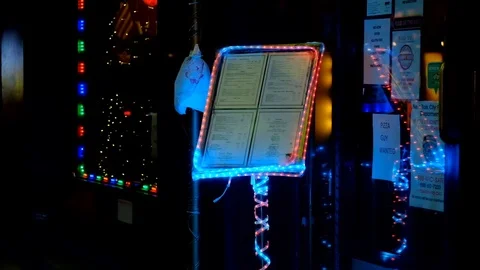 Times Square Sidewalk Cafe Menu Broadway Nightlife Stock Footage 118621081