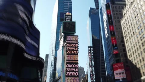 Times Square Skyward: Hyper-Lapse Approach to One Times Square with Motion Blur Stock Footage 249795867