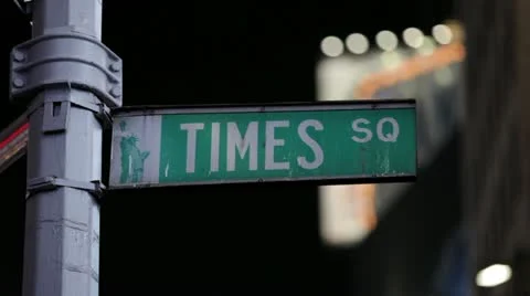 Times Square Street Sign in NYC Stock Footage