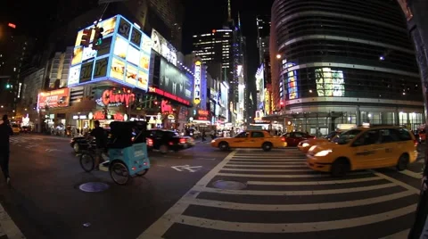 Times Square on a summer night 스톡 동영상 48070014