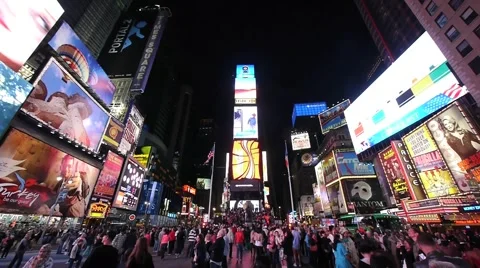 Times Square super wide at night Stock Footage 5388596
