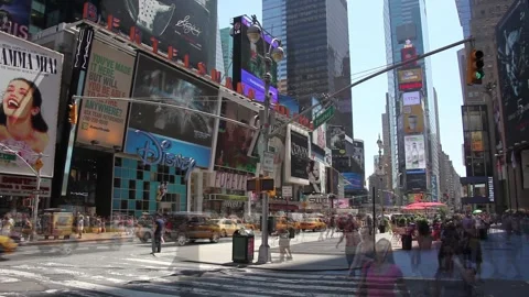 Times Square Time Lapse during the day Stock Footage 243656787