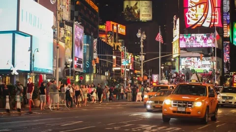Times Square Time Lapse at  Night with Traffic Stock Footage 41064846