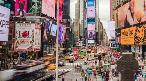 Times Square Time Lapse View in Manhattan, New York City, USA - Zoom Out Stock Footage