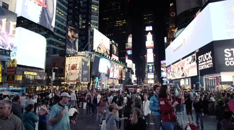 Times Square traffic at night Stock Footage 68440852