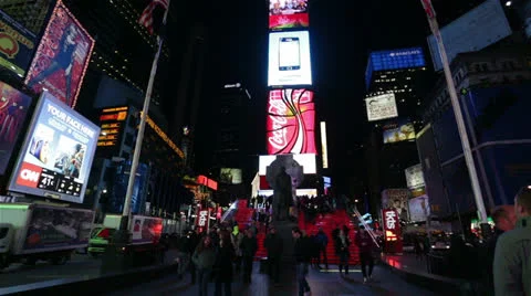 Times Square View at Night Manhattan, New York Stock Footage 24185428