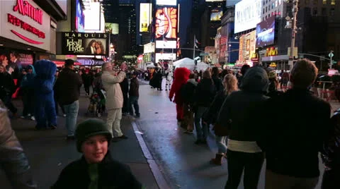 Times Square View at Night Manhattan, New York Stock Footage 24193113