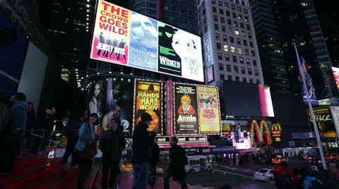 Times Square View at Night Manhattan, New York Stock Footage 24198332