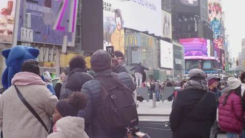 Times Square Winter Shallow Focus Video stock 231418074