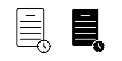 Timesheet icon collection in black, Line icons, flat symbols Stock Illustration