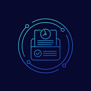 Timesheet icon, time tracking linear design Stock Illustration