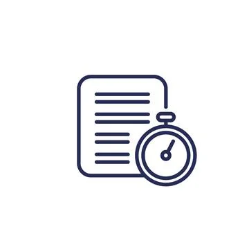 Timesheet line icon, document and stopwatch Illustrazione stock