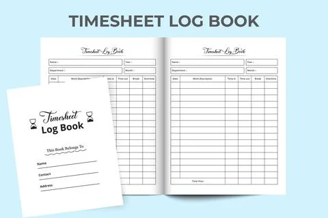 Timesheet notebook template KDP interior. Office schedule organizer template  Stock Illustration