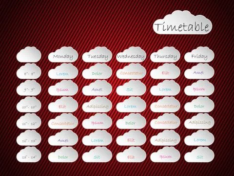 Timetable background design with cloud shapes Stock Illustration