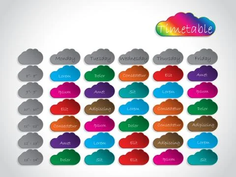 Timetable background design with color clouds Stock-Illustration