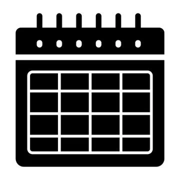 Timetable blank vector icon. Black and white illustration of calendar. Solid 스톡 일러스트