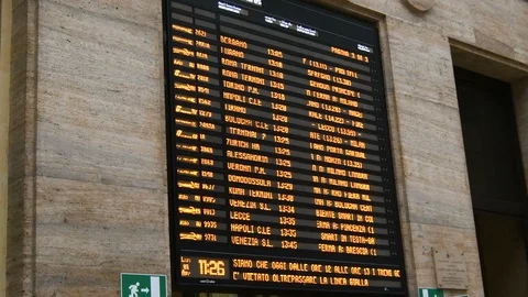 Timetable board in the train station Stock Footage 105795782