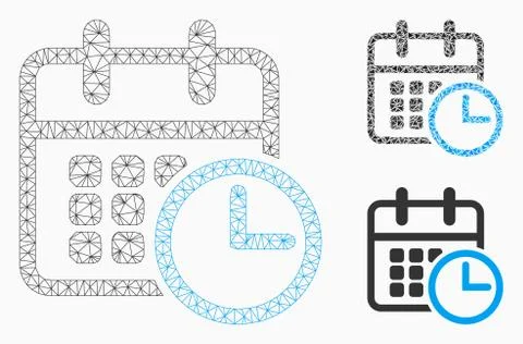 Timetable Clock Vector Mesh 2D Model and Triangle Mosaic Icon Illustrazione stock