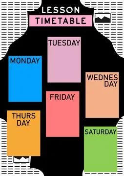 Timetable design for  schedule banner. Element school design Stock Illustration