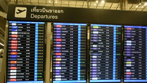Timetable flight at Suvarnabhumi airport while Coronavirus COVID 19 outbreak  Video stock 162021636