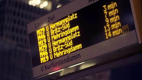 Timetable at Kurfürstendamm U-bahn station in the evening, Berlin Stock Footage 130121915