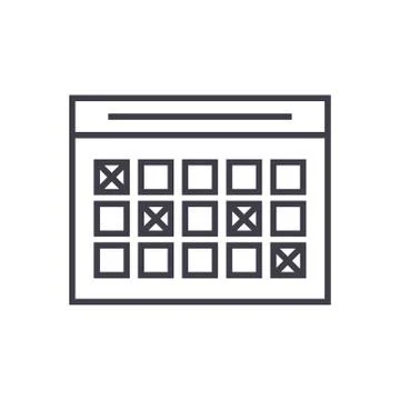 Timetable linear icon, sign, symbol, vector on isolated background Illustrazione stock
