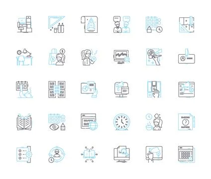 Timetable linear icons set. Schedule, Calendar, Planner, Agenda, Program Stock-Illustration