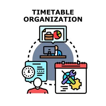 Timetable organization planning schedule development concept Stock Illustration