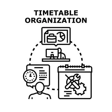 Timetable organization planning schedule development concept Stock Illustration