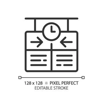 Timetable pixel perfect linear icon Stock Illustration
