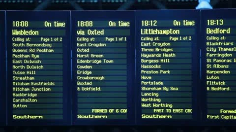 Timetable at railway station Stock Footage 12394579