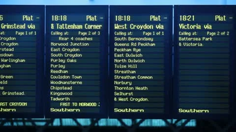Timetable at railway station Stock Footage 12394618